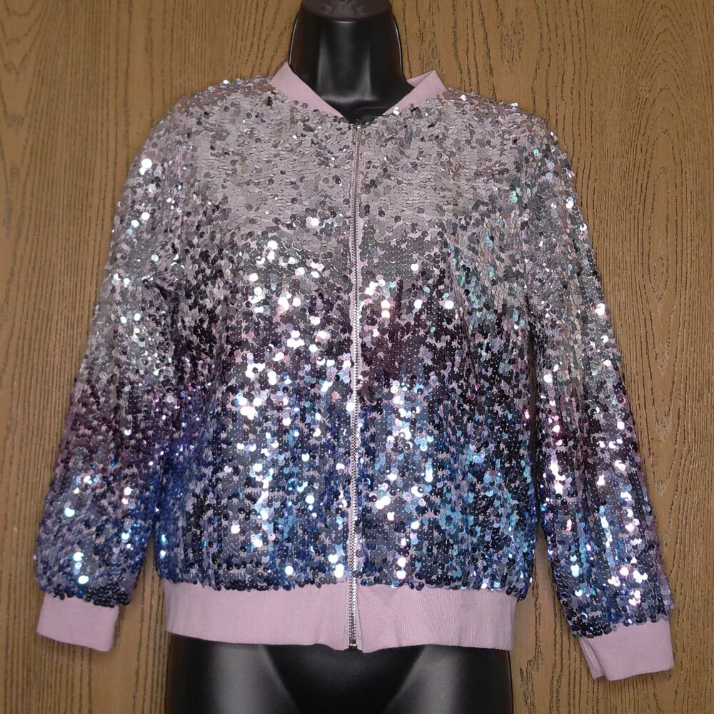 D-signed by Disney Large Multicolor Sequin Jacket Girls size L Great used cond.
